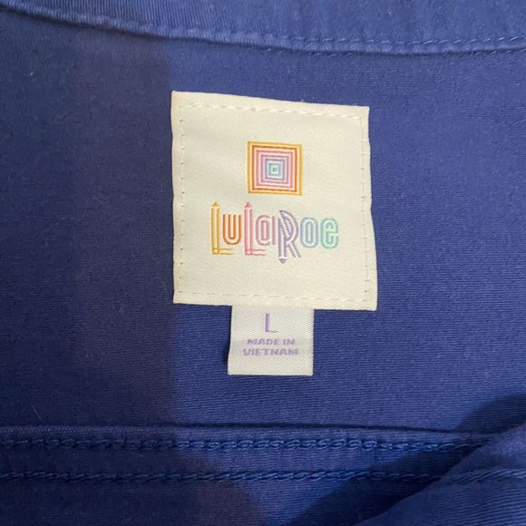 LULAROE Women's Blue Stretch Jean Jacket Size L Embroidered Flower Pockets - Picture 8 of 10